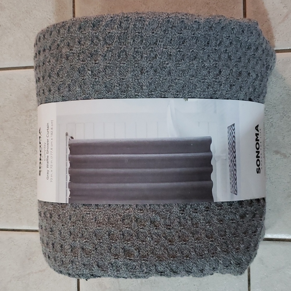 Sonoma Everyday Gray Waffle Shower Curtain 70" x 72" NEW NWT Bathroom